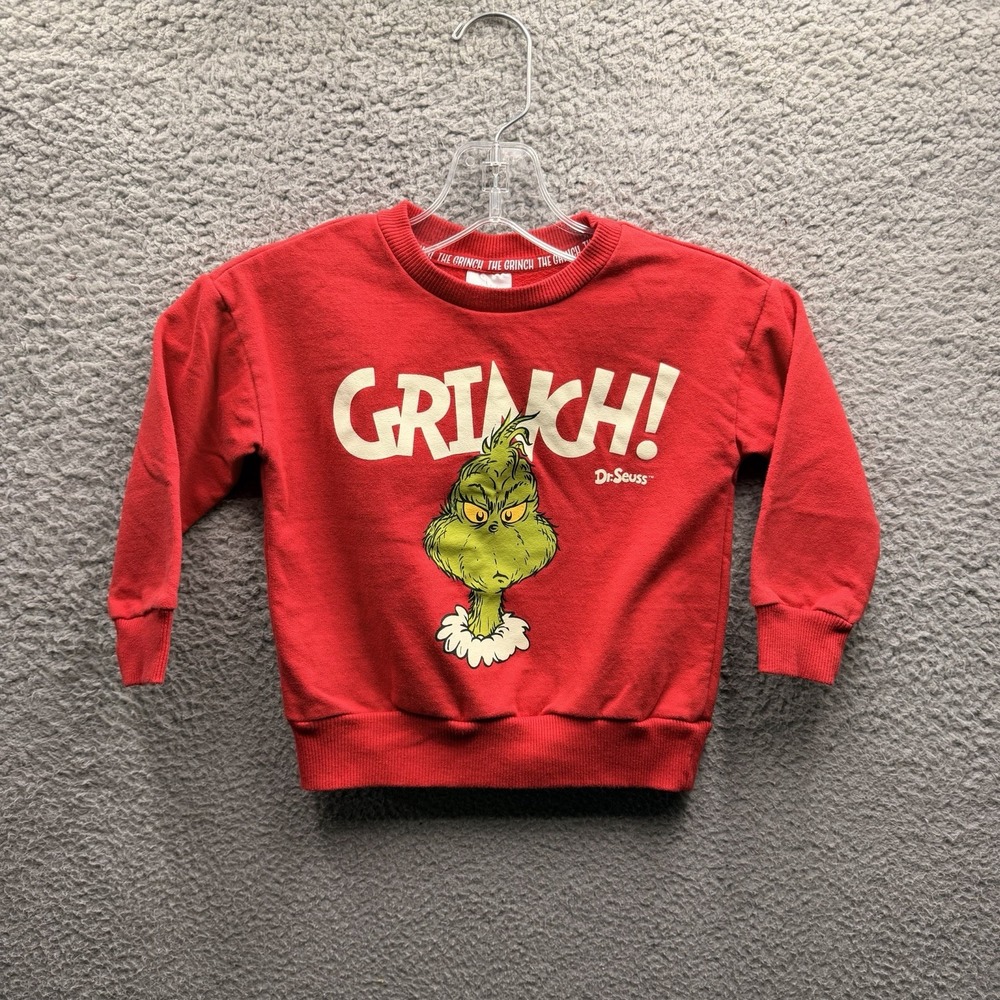 Dr. Seuss The Grinch Toddler Sweatshirt Size 3T Red Graphic Pullover Sweatshirt